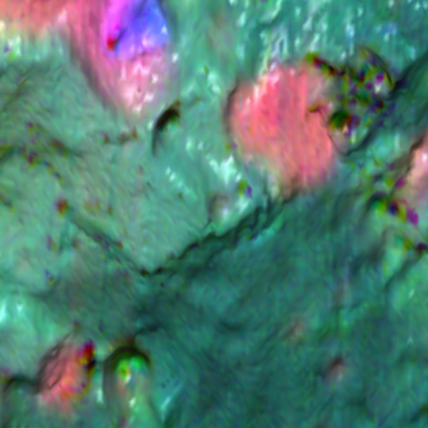 3D chemical map over topography of soap formation on an oil painting. (Sample courtesy of the National Gallery of Art, Washington, D.C.)