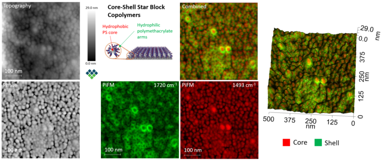 AFM topography with PiFM images and 3d visualization